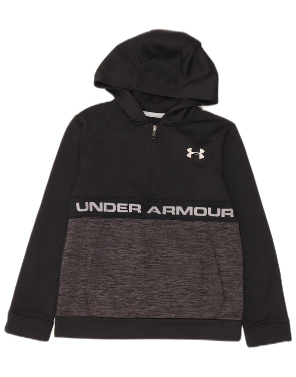 Under Armour Boys Graphic Hoodie Jumper 9-10 Years Medium Black Colourblock