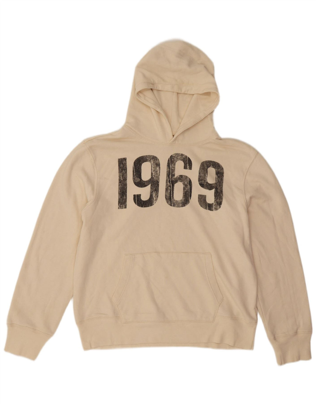 Gap Mens Graphic Hoodie Jumper Large Beige Cotton
