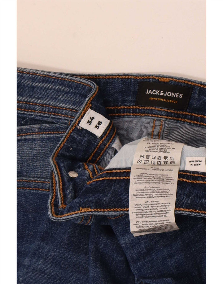Jack & Jones Mens Slim Jeans W34 L36 Blue Cotton