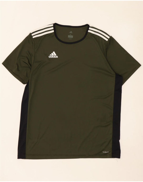 Adidas Mens Climalite T-Shirt Top XL Khaki Colourblock Polyester