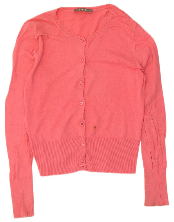 Oasis Womens Cardigan Sweater UK 10 Small Pink Cotton