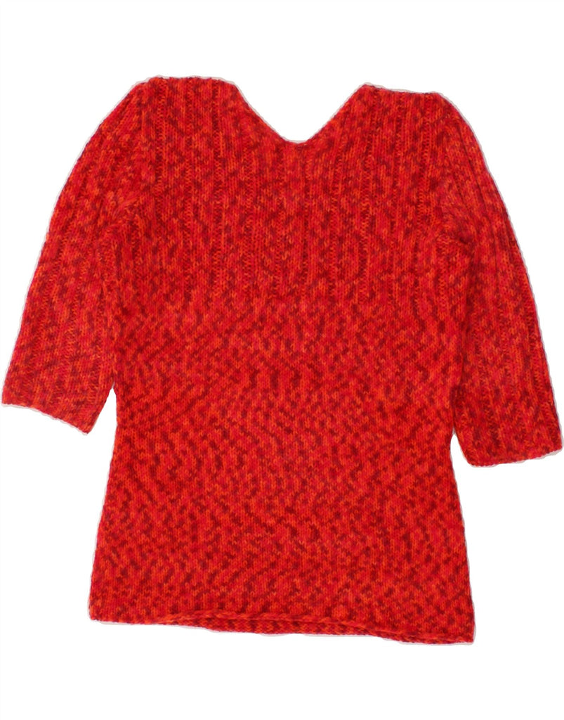 VINTAGE Womens 3/4 Sleeve V-Neck Jumper Sweater UK 10 Small Red Vintage Vintage and Second-Hand Vintage from Messina Hembry 