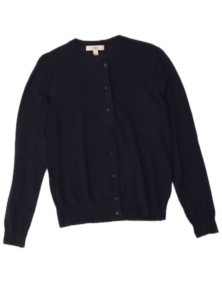Marks & Spencer Womens Cardigan Sweater UK 14 Medium Navy Blue