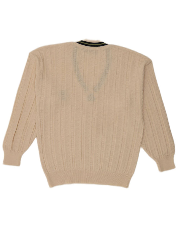 Il Granchio Mens V-Neck Jumper Sweater Medium Off White