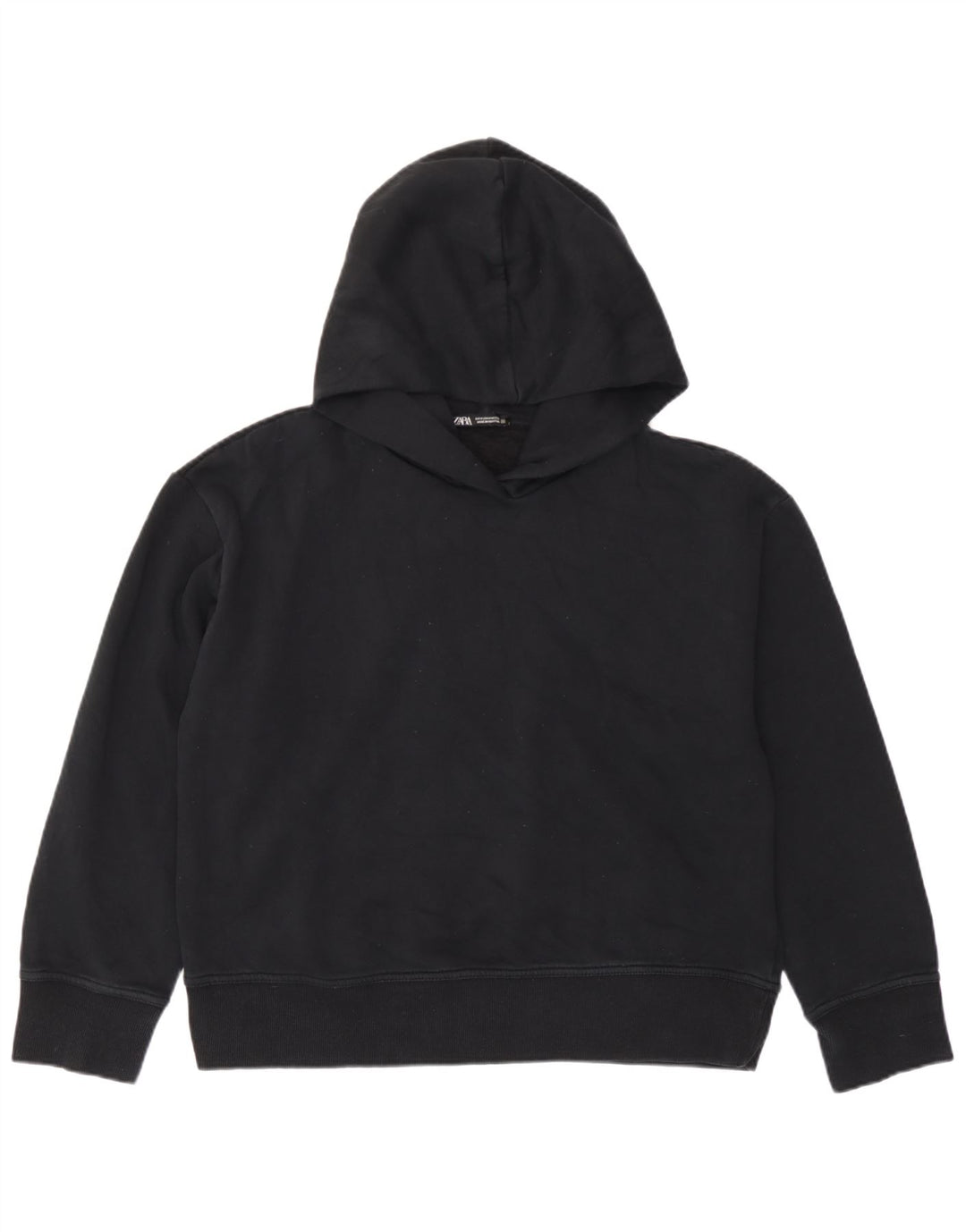 Zara Womens Oversized Hoodie Jumper UK 14 Medium Black Cotton