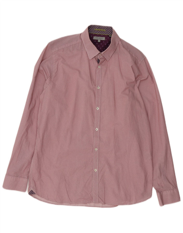 Ted Baker Mens Shirt Size 5 XL Red Floral Cotton