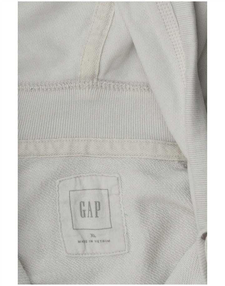 Gap Mens Graphic Zip Hoodie Sweater XL White Cotton