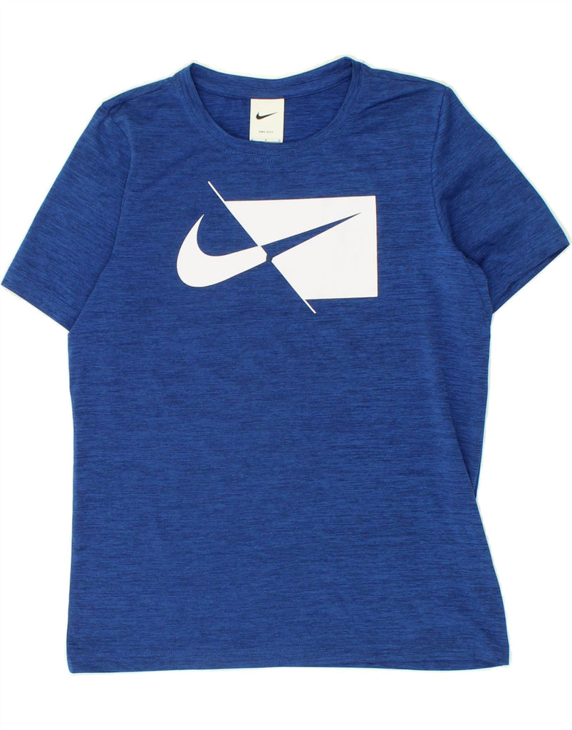 NIKE Boys Dri Fit Graphic T-Shirt Top 12-13 Years Large Blue Flecked | Vintage Nike | Thrift | Second-Hand Nike | Used Clothing | Messina Hembry 