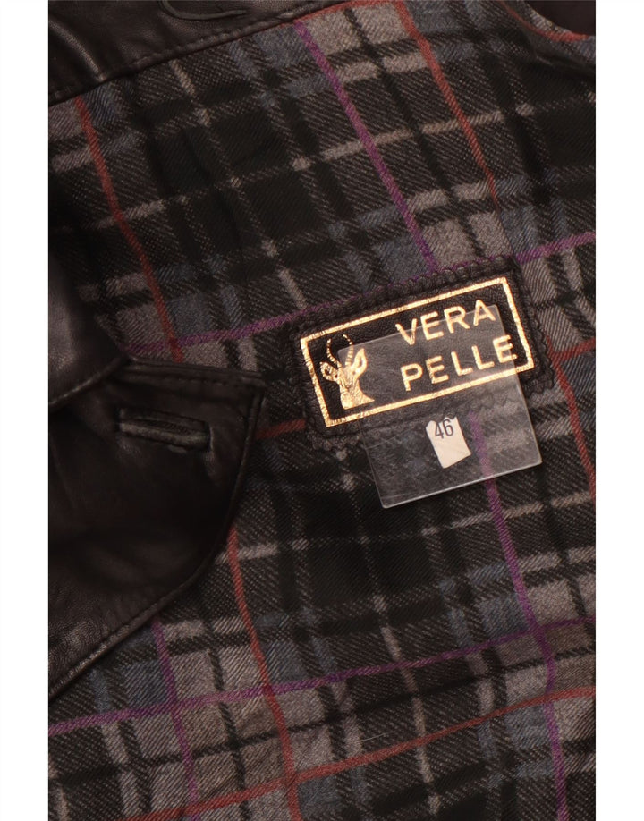 Vintage Womens Oversized Leather Coat IT 56 Large Black Leather