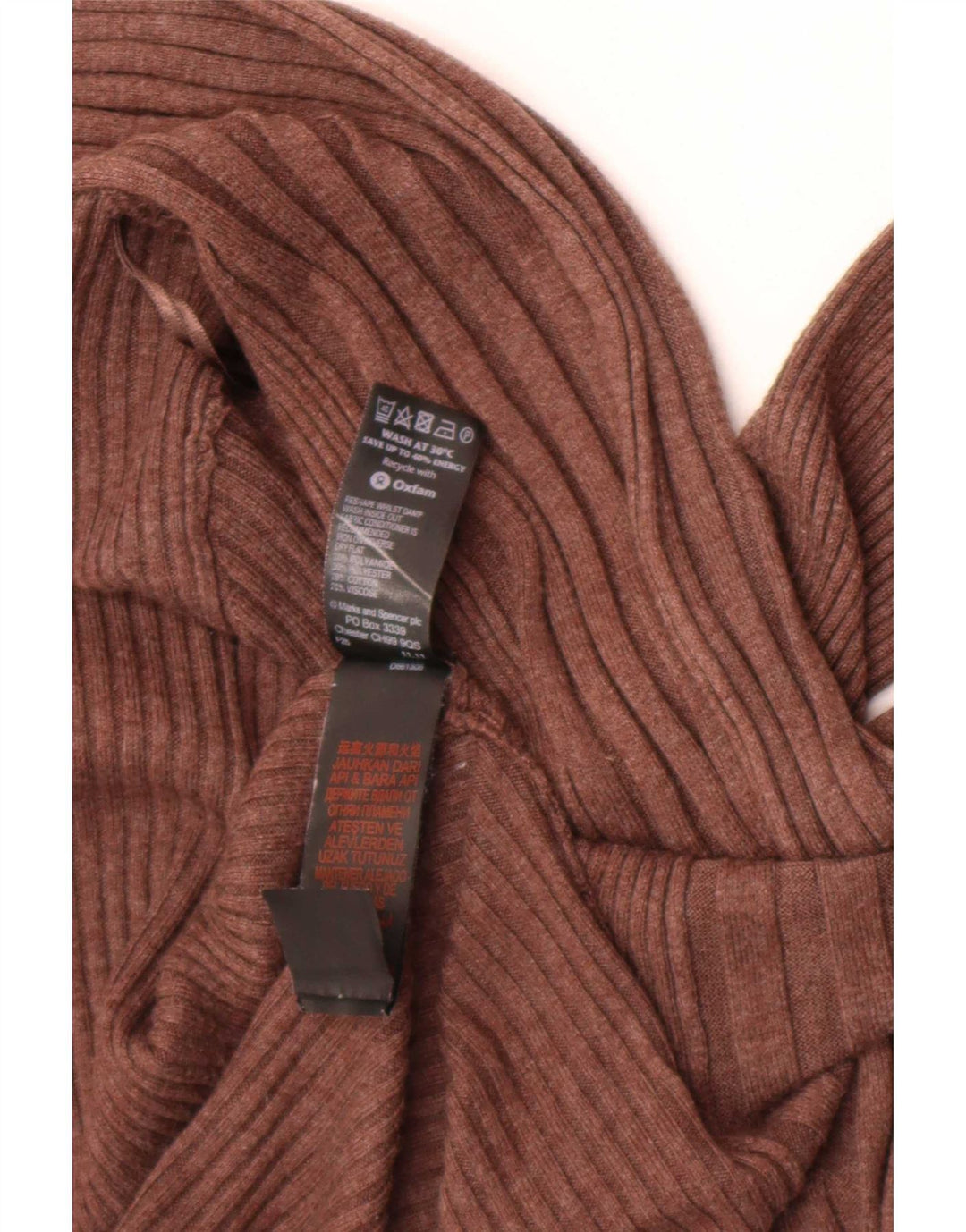 Marks & Spencer Womens Asymmetric Open Cardigan Sweater UK 14 Medium Brown