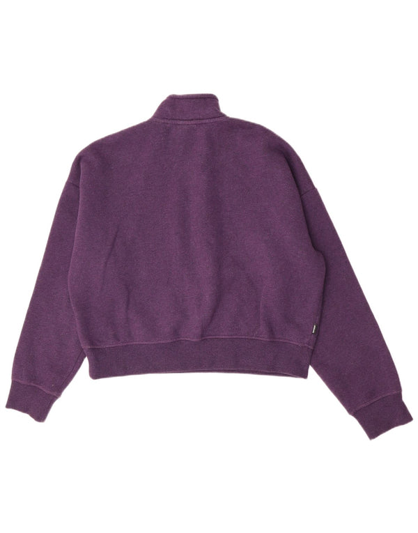Superdry Womens Oversized Crop Sweatshirt Jumper UK 14 Large Purple