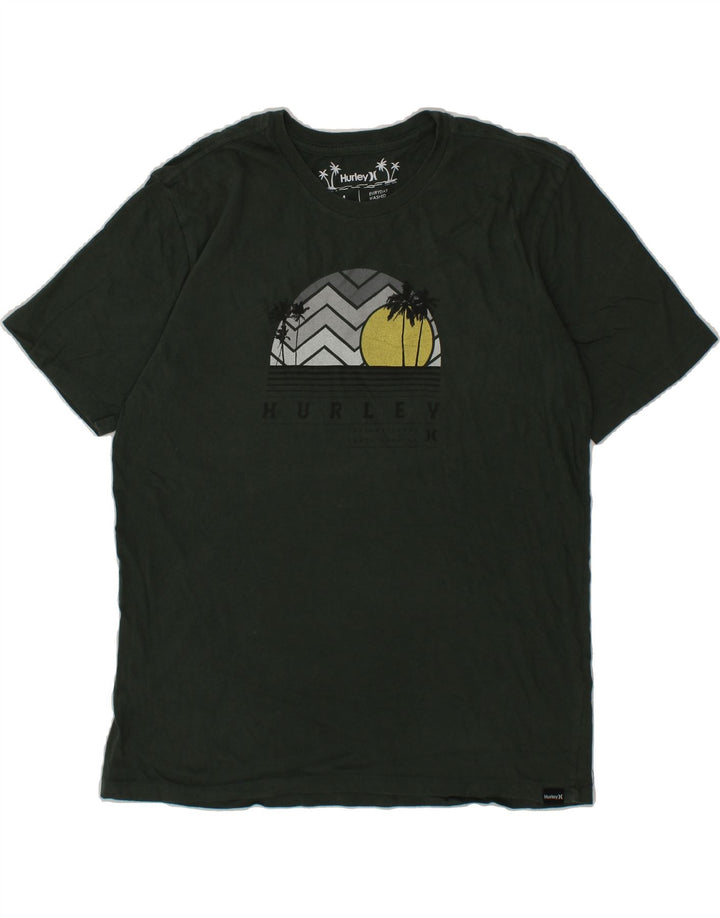 HURLEY Mens Graphic T-Shirt Top Medium Green Vintage Hurley and Second-Hand Hurley from Messina Hembry 