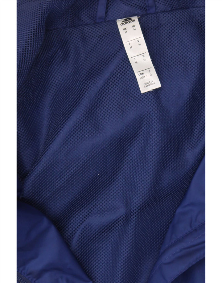 ADIDAS Mens Hooded Tracksuit Top Jacket Medium Navy Blue Polyester Vintage Adidas and Second-Hand Adidas from Messina Hembry 