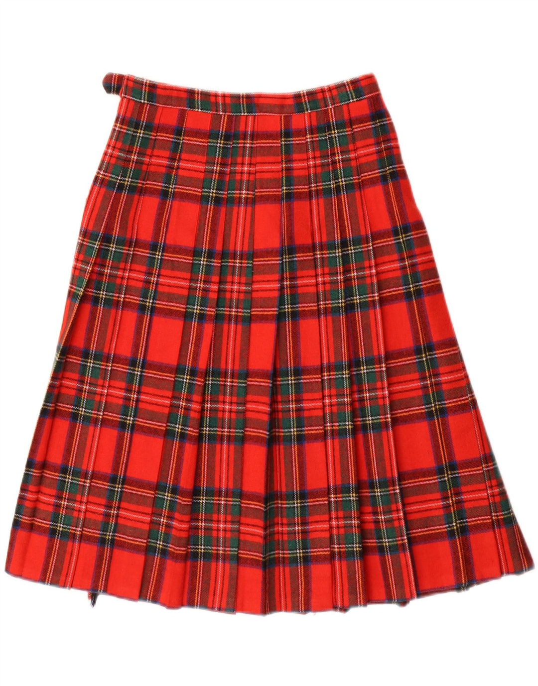 Vintage Womens Wrap Pleated Skirt W26 Small Red Plaid