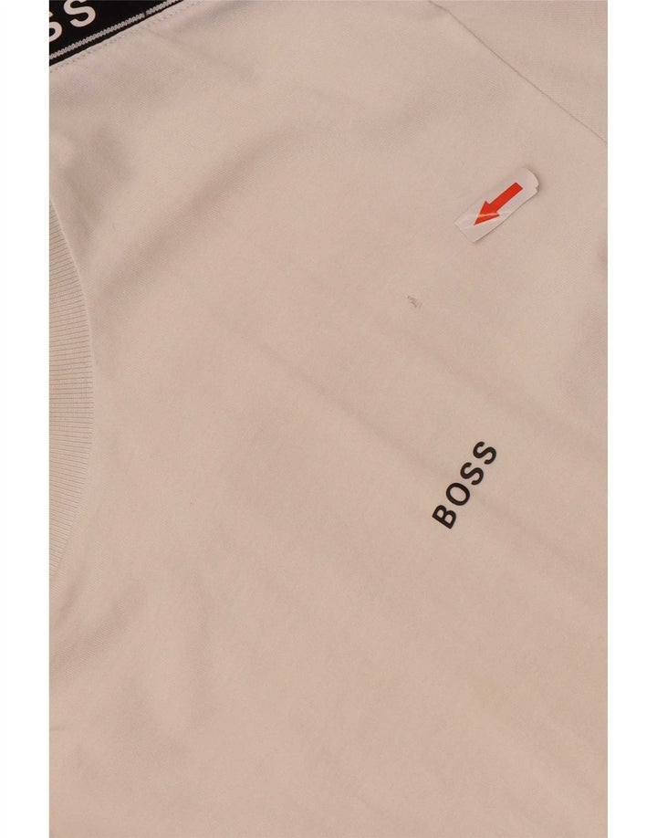 Hugo Boss Mens Graphic T-Shirt Top Medium White Colourblock Cotton
