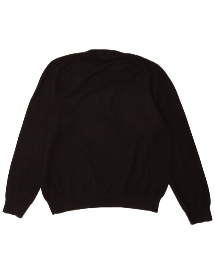 Marks & Spencer Mens V-Neck Jumper Sweater XL Black Cotton