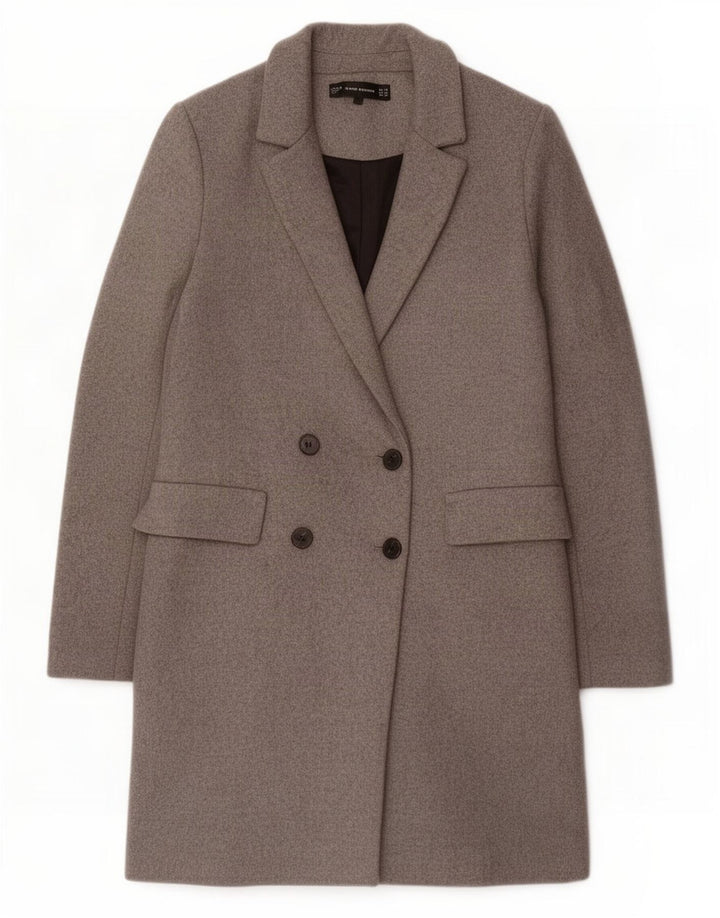 Zara Womens Oversized Double Breasted Coat UK 6 XS Grey