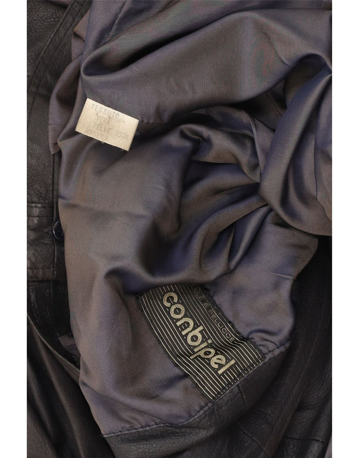 CONBIPEL Womens Oversized Leather Jacket UK 18 XL Brown Leather