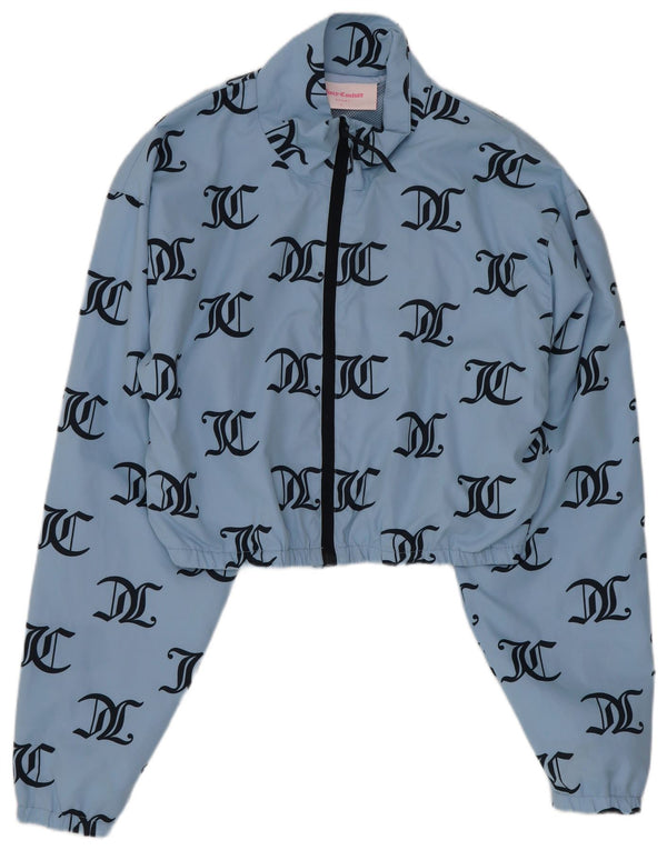 Juicy Couture Womens Graphic Crop Tracksuit Top Jacket UK 14 Large Blue