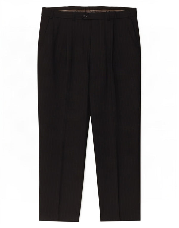 Marks & Spencer Mens Pegged Suit Trousers W36 L29 Navy Blue Pinstripe