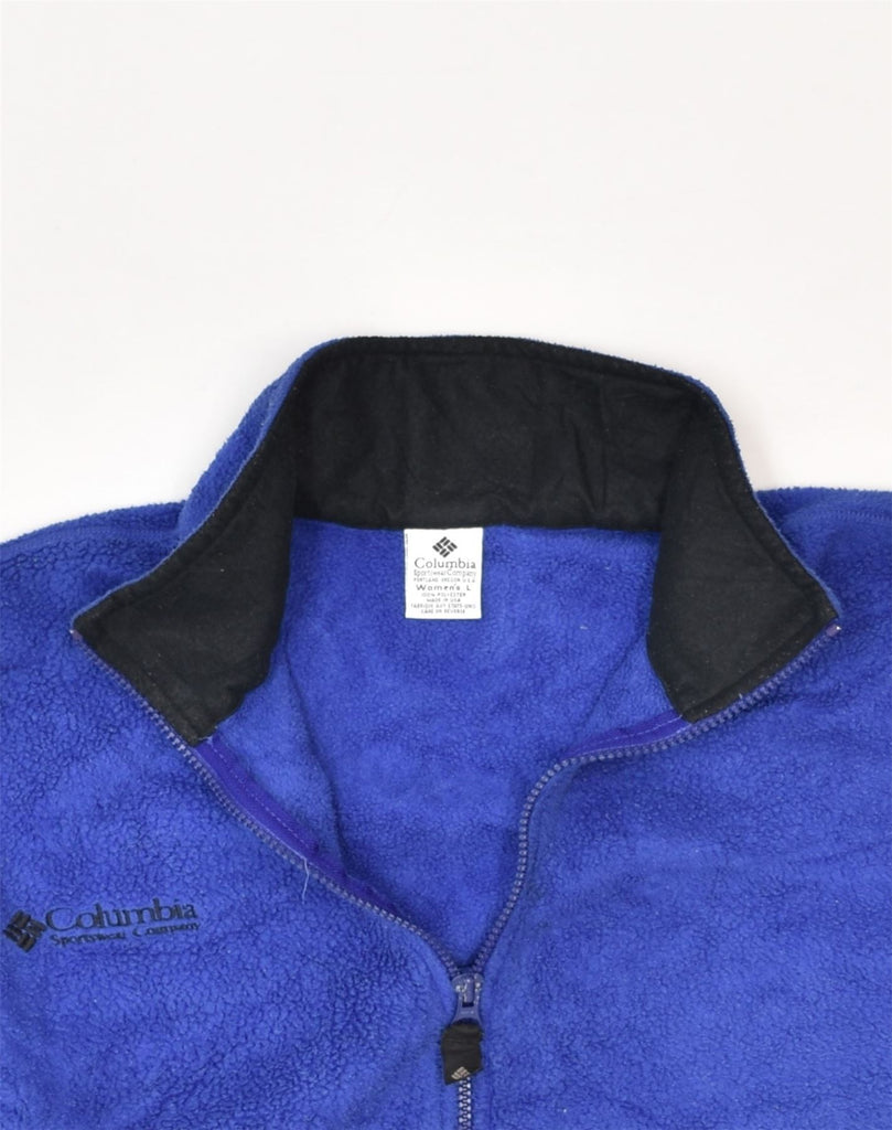 COLUMBIA Womens Oversized Zip Neck Fleece Jumper UK 16 Large Blue | Vintage Columbia | Thrift | Second-Hand Columbia | Used Clothing | Messina Hembry 