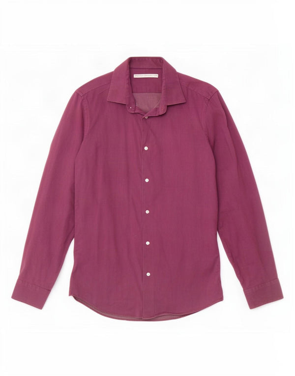 French Connection Mens Shirt Size 15 Medium Purple Spotted Cotton