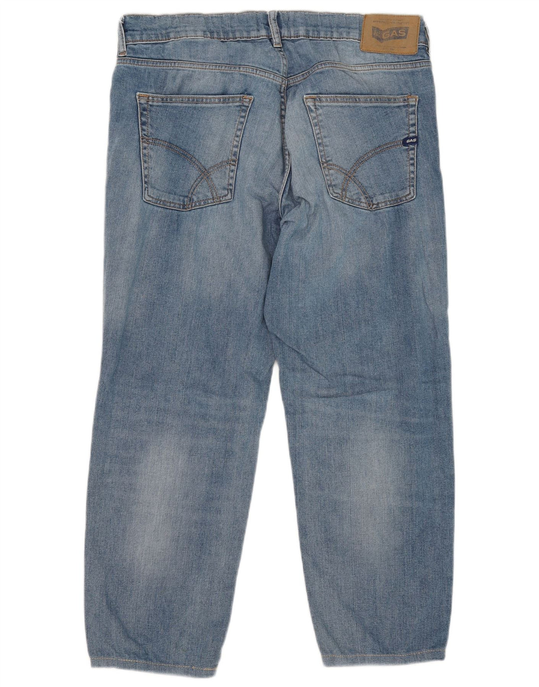 Gas Mens Cropped Jeans W33 L26 Blue Cotton