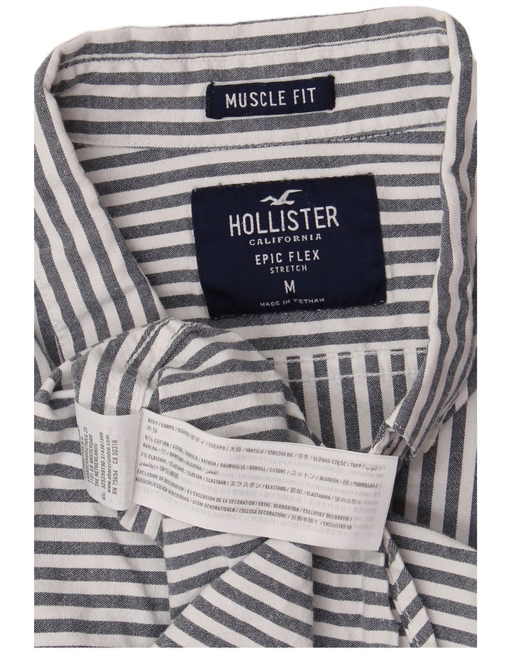 HOLLISTER Mens Muscle Shirt Medium Grey Striped Cotton