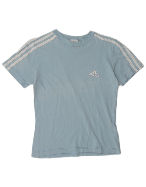 Adidas Womens T-Shirt Top UK 10 Small Blue Cotton