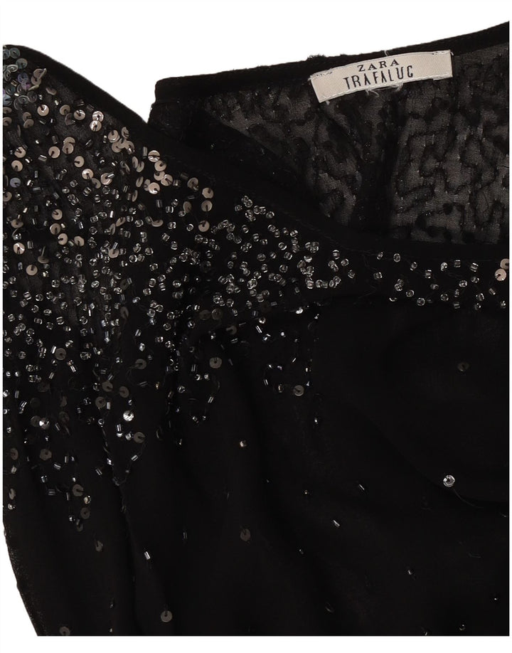 Zara Womens See Through Cami Top UK 12 Medium Black