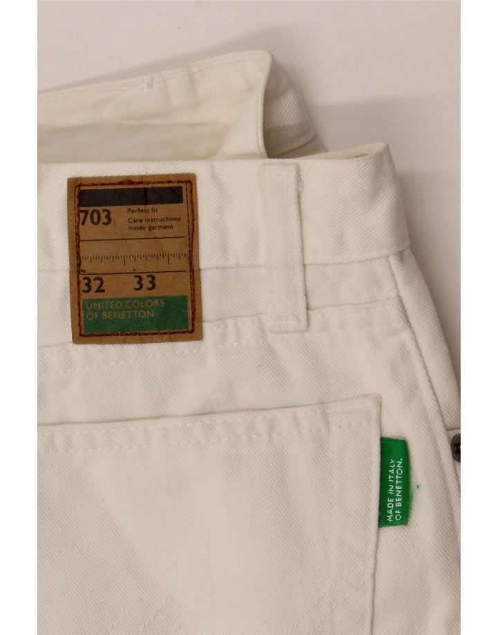 BENETTON Womens Tapered Jeans W32 L30 White Cotton