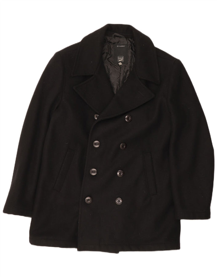Gas Mens Double Breasted Coat UK 40 Large Black