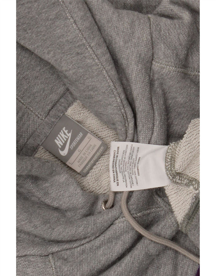 Nike Mens Graphic Hoodie Jumper Large Grey Cotton
