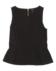 J. CREW Womens Sleeveless Blouse Top UK 8 Small Black Polka Dot Nylon