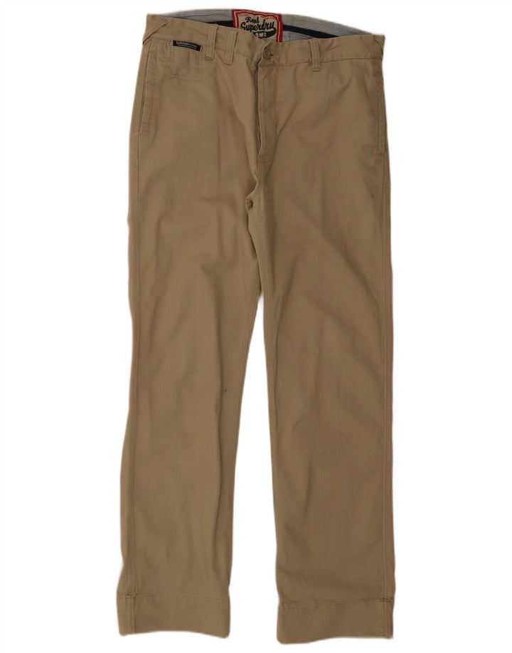 Superdry Mens Straight Chino Trousers W34 L32 Beige