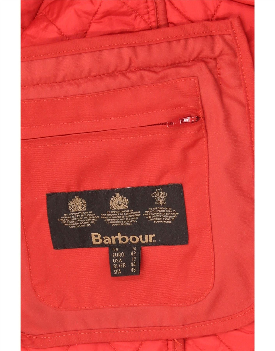 Barbour Womens Quilted Jacket UK 16 Large Red Polyamide