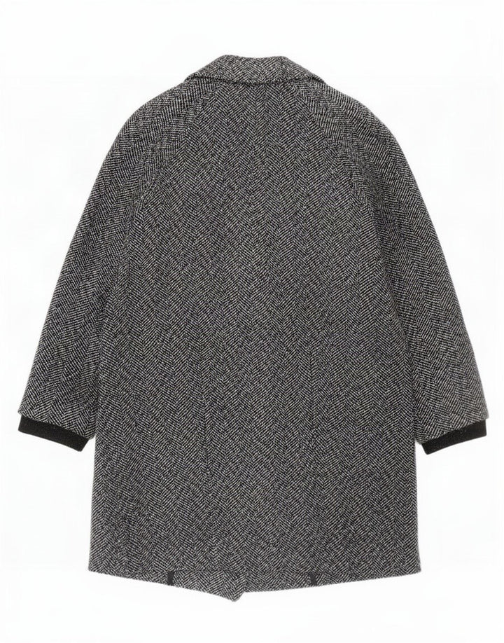 Topshop Womens Oversized Double Breasted Coat UK 14 Medium Grey Herringbone