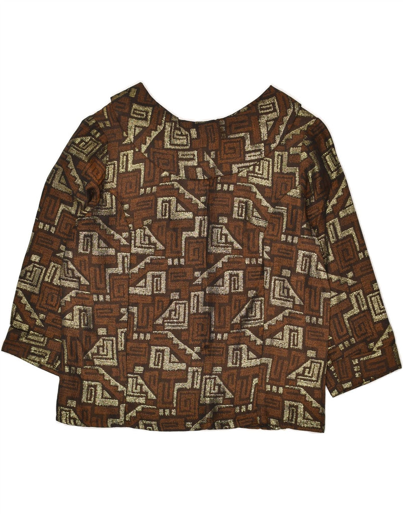 VINTAGE Womens 3/4 Sleeve Blouse Top IT 40 Small Brown Geometric | Vintage Vintage | Thrift | Second-Hand Vintage | Used Clothing | Messina Hembry 