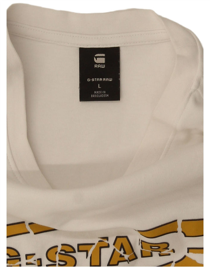 G-Star Mens Graphic T-Shirt Top Large White