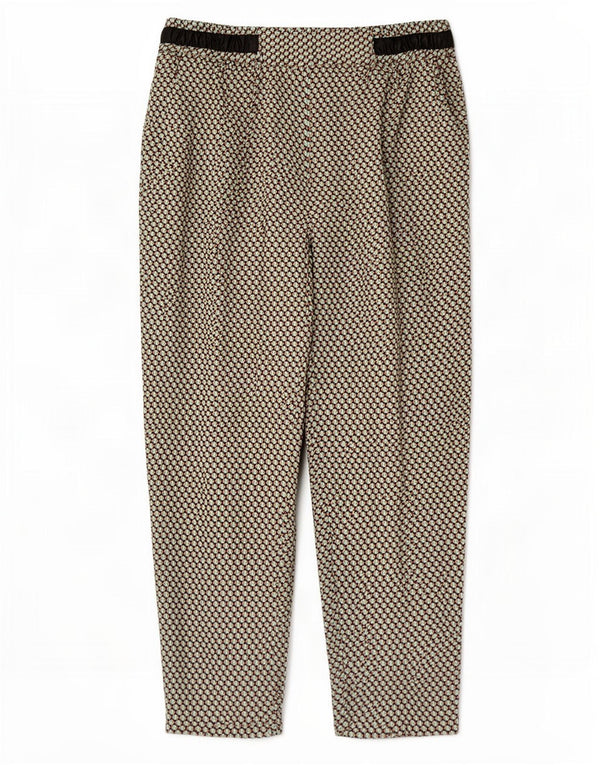 Zara Womens High Waist Pegged Cropped Trousers XL W32 L27 Green Geometric