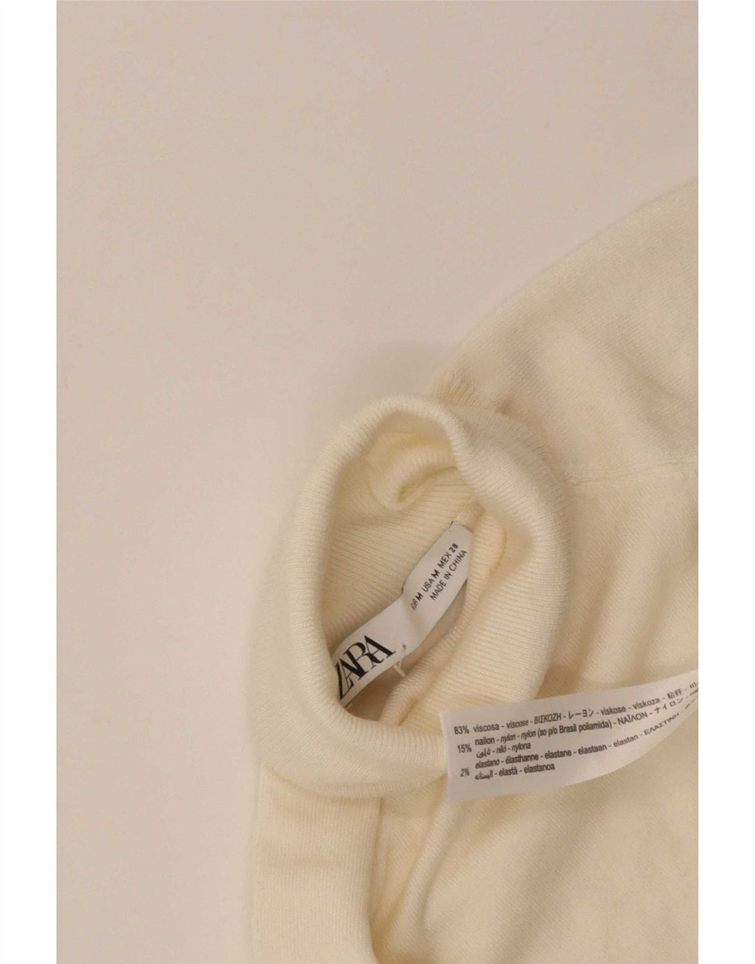 Zara Womens Short Sleeve Roll Neck Jumper Sweater UK 12 Medium White