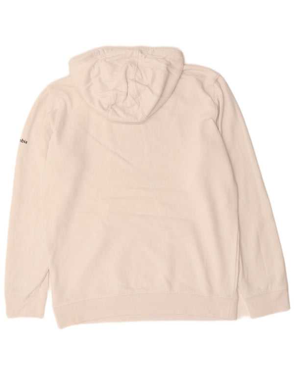 COLUMBIA Mens Graphic Hoodie Jumper Medium White Cotton