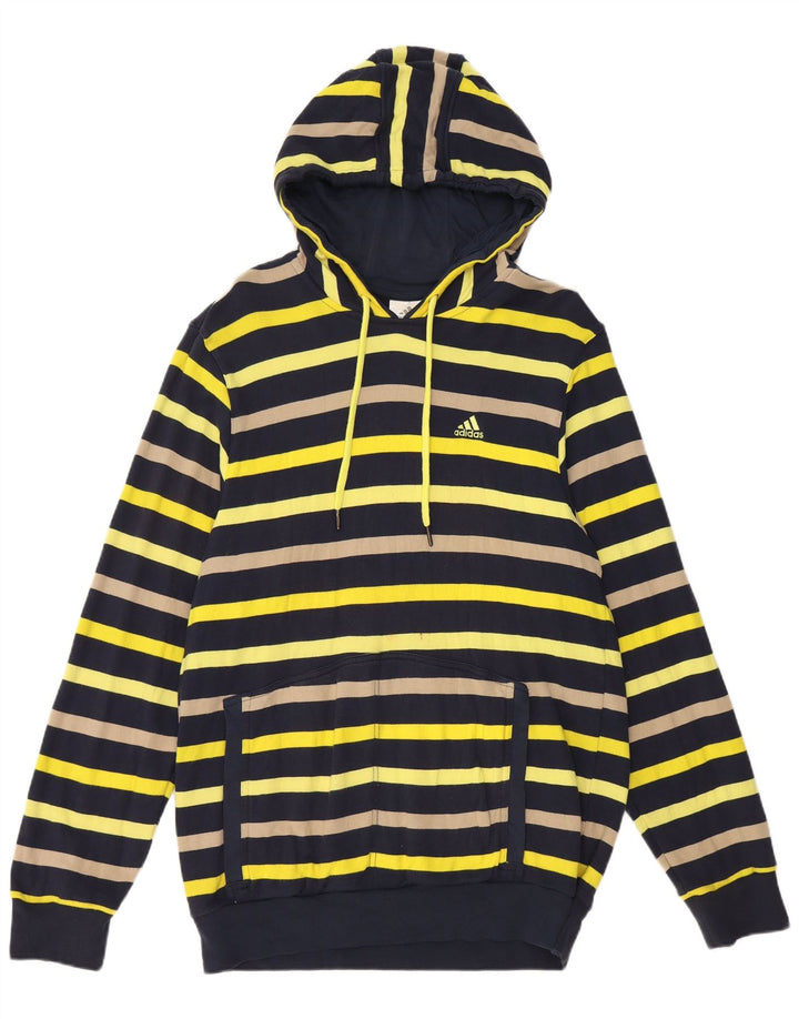 ADIDAS Mens Hoodie Jumper Large Multicoloured Striped Cotton