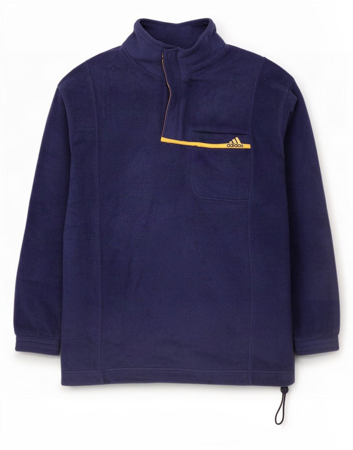 Adidas Mens Zip Neck Fleece Jumper UK 40/42 Medium Navy Blue Polyester