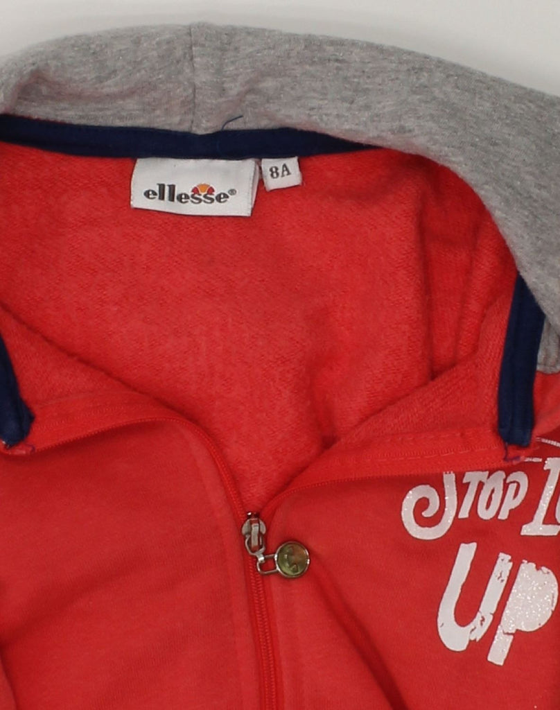 ELLESSE Girls Graphic Zip Hoodie Sweater 7-8 Years Red Cotton | Vintage Ellesse | Thrift | Second-Hand Ellesse | Used Clothing | Messina Hembry 