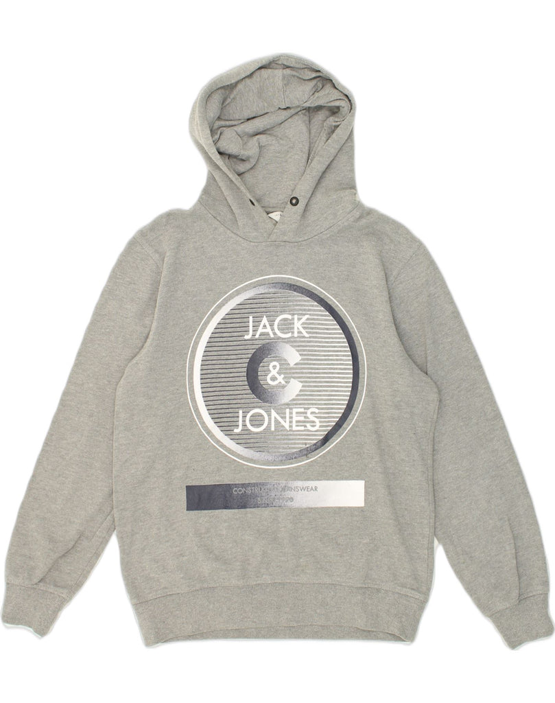 JACK & JONES Mens Core Graphic Hoodie Jumper Medium Grey Polyester | Vintage Jack & Jones | Thrift | Second-Hand Jack & Jones | Used Clothing | Messina Hembry 