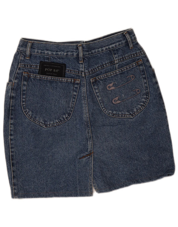POP 84 Womens High Waist Mini Denim Skirt IT 46 Large W30  Blue