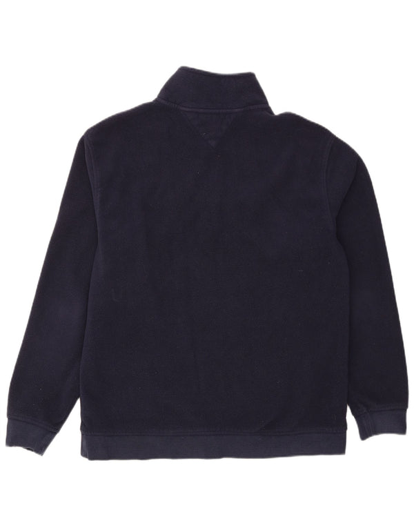 Tommy Hilfiger Mens Zip Neck Fleece Jumper Large Navy Blue Polyester