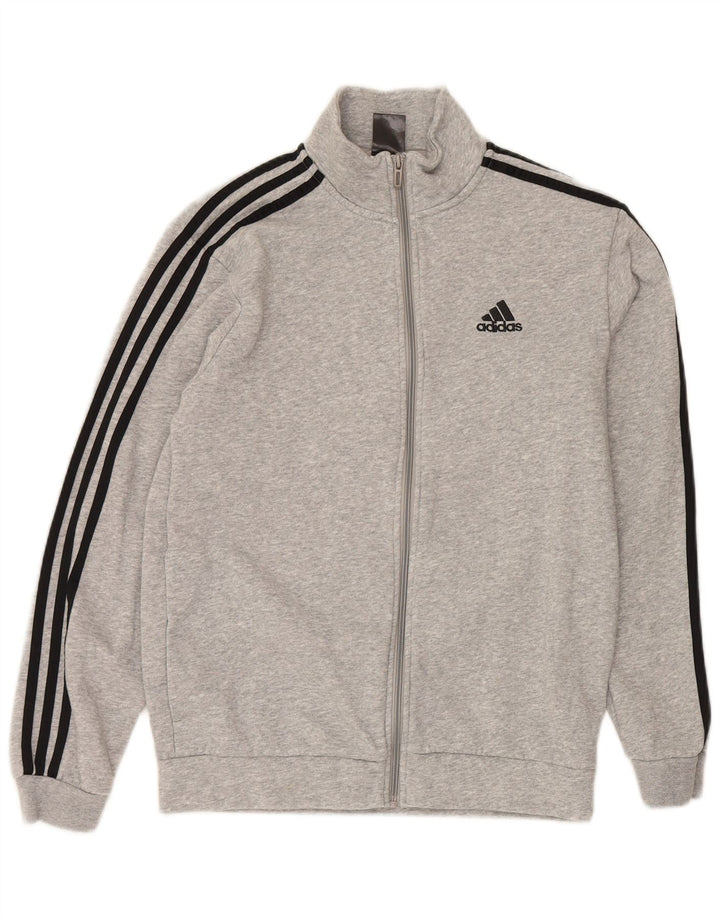 ADIDAS Mens Tracksuit Top Jacket Small Grey Cotton