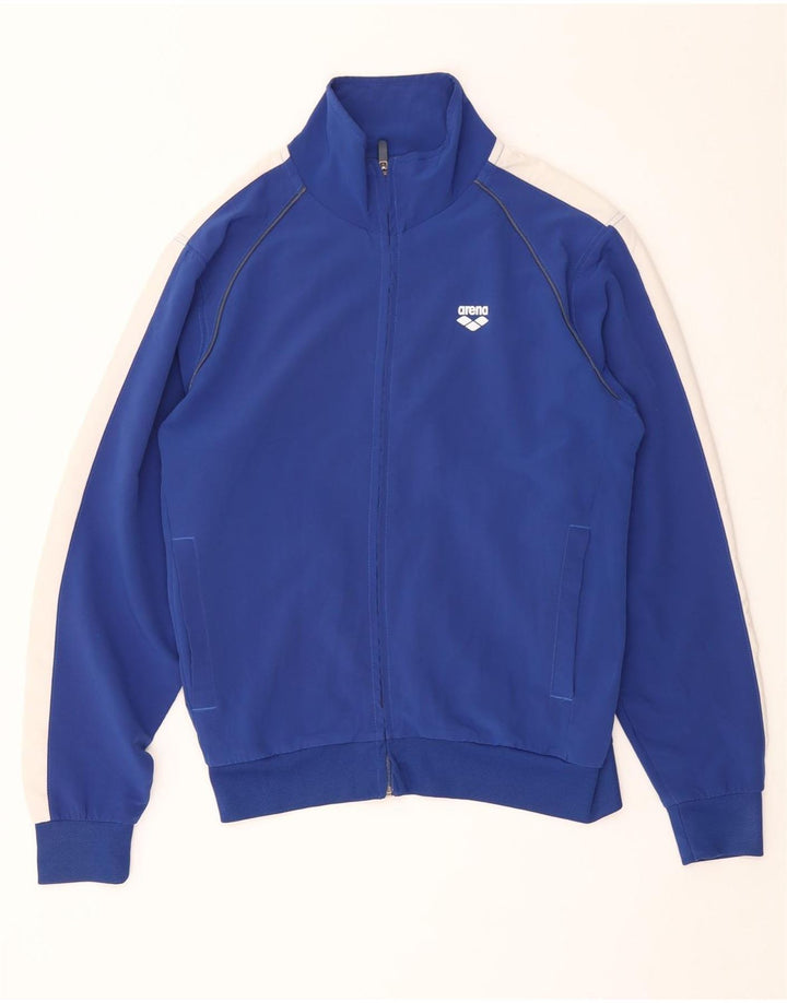 Arena Mens Tracksuit Top Jacket Small Blue Colourblock Polyester